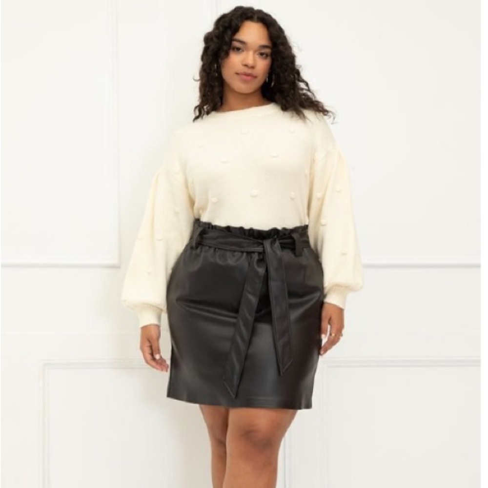ELOQUII Elements Faux
Leather Mini Skirt with Tie